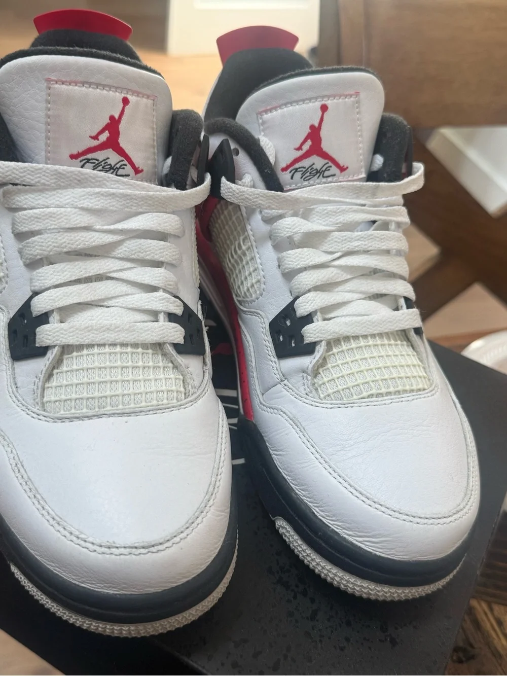 Jordan Men’s White and Red Retro Basketball Sneakers
